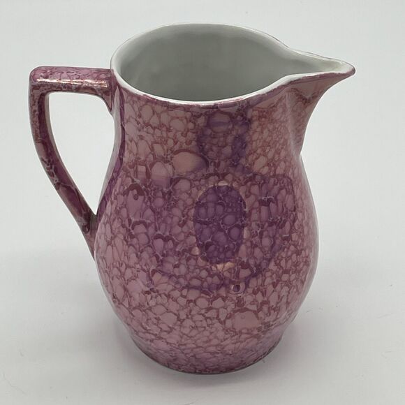 VTG RCW Retsch Co Creamer Pitcher Iridescent Crackleware Bavaria Germany Pink 5" - Picture 2 of 7